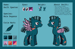 Size: 1920x1275 | Tagged: safe, artist:alexdti, imported from derpibooru, oc, oc:swift specter, pegasus, pony, amputee, artificial wings, augmented, male, prosthetic limb, prosthetic wing, prosthetics, reference sheet, solo, stallion, wings