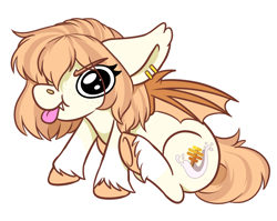 Size: 890x708 | Tagged: safe, artist:rokosmith26, imported from derpibooru, oc, oc only, oc:honey milk, bat pony, pony, angy, bat pony oc, bat wings, big eyes, cheeky, chibi, commission, cute, derp, ear piercing, earring, female, floppy ears, freckles, jewelry, mare, piercing, simple background, sitting, solo, spread wings, tongue out, transparent background, underhoof, unshorn fetlocks, wings, ych result, your character here