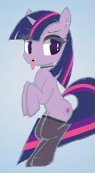 Size: 1046x1911 | Tagged: safe, artist:mangofoxx, imported from derpibooru, twilight sparkle, pony, unicorn, choker, chokertwi, clothes, ear piercing, goth, piercing, socks, solo, stockings, thigh highs, tongue out, unicorn twilight