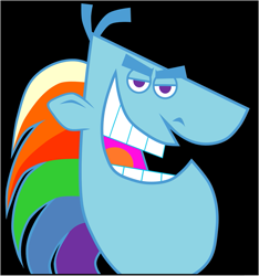 Size: 827x882 | Tagged: safe, artist:charelzzz, imported from derpibooru, rainbow dash, black background, bust, character swap, dinkleberg, simple background, solo