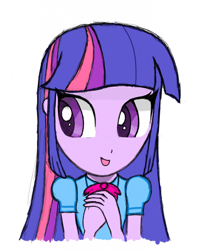 Size: 1038x1280 | Tagged: safe, artist:mangofoxx, imported from derpibooru, twilight sparkle, human, equestria girls, bust, clothes, cute, female, portrait, shirt, simple background, solo, white background