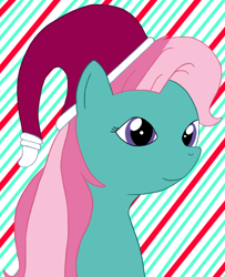 Size: 750x925 | Tagged: safe, artist:ceffyl-dŵr, minty, earth pony, pony, christmas, hat, holiday, santa hat, solo