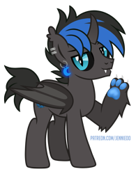 Size: 779x1000 | Tagged: safe, artist:jennieoo, imported from derpibooru, oc, oc only, bat pony, fangs, looking at you, paw pads, paws, piercing, show accurate, simple background, smiling, smiling at you, solo, transparent background, vector