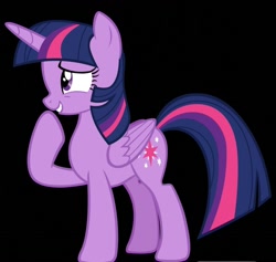 Size: 1080x1024 | Tagged: safe, imported from twibooru, twilight sparkle, image, my little pony, needs more jpeg, raised hoof, smiling, smirk, vector