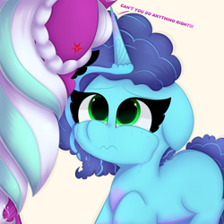 Size: 3000x3000 | Tagged: safe, artist:daftramms, imported from derpibooru, opaline arcana, alicorn, pony, unicorn, spoiler:g5, spoiler:my little pony: make your mark, abusive relationship, bully, bullying, crying, cute, duo, female, g5, high res, mare, misty brightdawn, my little pony: make your mark, my little pony: make your mark chapter 2, opabitch, simple background, wavy mouth