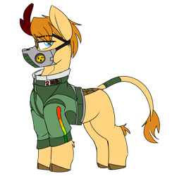 Size: 2000x2053 | Tagged: safe, artist:coatieyay, imported from derpibooru, oc, oc only, kirin, clothes, jacket, kirin oc, mask, nonbinary, simple background, solo, transparent background