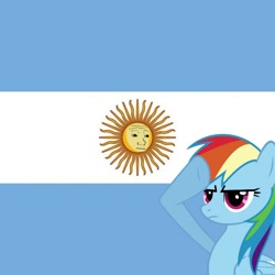 Size: 720x720 | Tagged: safe, imported from derpibooru, rainbow dash, pegasus, pony, argentina, flag, meme, rainbow dash salutes, solo, wojak