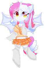 Size: 2362x3780 | Tagged: safe, artist:yuerain sparkle, imported from derpibooru, oc, oc only, oc:yuerain sparkle, alicorn, bat pony, bat pony alicorn, pony, bat wings, chest fluff, clothes, cute, female, horn, jk, looking at you, mare, midriff, not breasts, simple background, solo, stockings, thigh highs, transparent background, wings