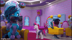 Size: 360x200 | Tagged: safe, imported from derpibooru, screencap, zipp storm, pegasus, pony, unicorn, spoiler:my little pony: make your mark chapter 2, spoiler:myms01e07, 3d, animated, book, brush, chair, cute, door, duo focus, eyes closed, female, floppy ears, flying, g5, gif, hair dryer, hoof done it?, i watch it for the ears, imgflip, jewelry, male, mane melody (location), mare, mirror, misty brightdawn, my little pony: make your mark, my little pony: make your mark chapter 2, necklace, nervous, rocky riff, scared, sitting, speaker, stallion, strawberry spark, talking