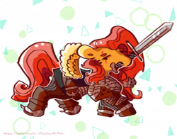 Size: 2048x1609 | Tagged: safe, artist:i-am-cholera, imported from derpibooru, fluttershy, pegasus, pony, armor, mouth hold, simple background, solo, sword, weapon, white background