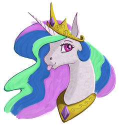 Size: 1000x1050 | Tagged: safe, alternate version, artist:stray prey, imported from derpibooru, princess celestia, alicorn, pony, :p, crown, cute, cutelestia, female, jewelry, mare, regalia, sillestia, silly, silly pony, simple background, solo, tongue out, transparent background