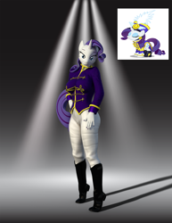 Size: 2800x3624 | Tagged: safe, artist:errantsfm, imported from derpibooru, rarity, anthro, unicorn, testing testing 1-2-3, 3d, ancient wonderbolts uniform, boots, clothes, daz studio, female, pants, sgt. rarity, shoes, solo, uniform