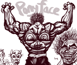 Size: 2635x2220 | Tagged: safe, artist:ja0822ck, imported from derpibooru, oc, human, pony, back, grappler baki, wat, yujiro hanma