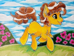 Size: 3258x2500 | Tagged: safe, artist:annuthecatgirl, imported from derpibooru, cheese sandwich, earth pony, pony, chest fluff, commission, ear fluff, high res, male, mixed media, solo, stallion, traditional art