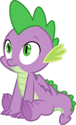 Size: 3000x4923 | Tagged: safe, artist:starryshineviolet, imported from derpibooru, spike, dragon, the point of no return, confused, folded wings, g4, male, simple background, sitting, solo, transparent background, vector, winged spike, wings