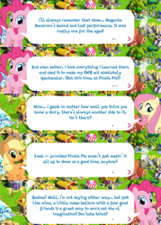 Size: 2048x2862 | Tagged: safe, imported from derpibooru, applejack, fluttershy, pinkie pie, earth pony, pegasus, pony, applejack's hat, cowboy hat, dialogue, dialogue box, english, event, female, gameloft, hat, mare, my little pony: magic princess, official, speech bubble, spread wings, text, wings