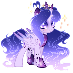 Size: 1024x1030 | Tagged: safe, artist:existencecosmos188, imported from derpibooru, oc, oc:existence, alicorn, pony, alicorn oc, base used, ethereal mane, female, horn, jewelry, mare, simple background, smiling, solo, starry mane, tiara, transparent background, wings