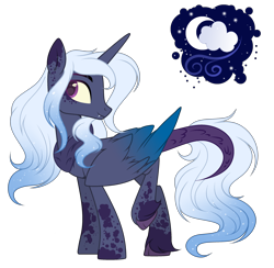 Size: 2872x2800 | Tagged: safe, artist:existencecosmos188, imported from derpibooru, oc, alicorn, hybrid, pony, alicorn oc, base used, colored wings, horn, interspecies offspring, offspring, parent:discord, parent:princess luna, parents:lunacord, simple background, solo, transparent background, two toned wings, wings