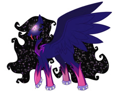 Size: 1200x900 | Tagged: safe, artist:darknazawrath, imported from derpibooru, oc, oc only, pegasus, pony, ethereal mane, glowing, glowing eyes, nightmarified, pegasus oc, simple background, slim, solo, starry mane, white background, wings