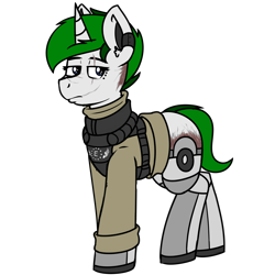 Size: 5000x5000 | Tagged: safe, artist:coatieyay, imported from derpibooru, oc, oc only, oc:baron, cyborg, pony, unicorn, glasgow smile, scar, simple background, solo, transparent background