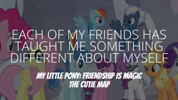 Size: 1920x1080 | Tagged: safe, edit, edited screencap, editor:quoterific, imported from derpibooru, screencap, applejack, double diamond, fluttershy, night glider, party favor, pinkie pie, rainbow dash, rarity, sugar belle, the cutie map, equal four