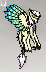 Size: 1750x2750 | Tagged: safe, artist:haribunawa, imported from derpibooru, oc, oc only, oc:ikapati, dracony, dragon, hybrid, pegasus, pony, pony town, fangs, hand, horns, scales, unshorn fetlocks, wings