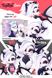 Size: 5000x7441 | Tagged: safe, artist:xsatanielx, imported from derpibooru, oc, oc:nightlight snow, bat pony, zebra, bat pony oc, blood bag, comic, drinking, family, married couple, not blood, text