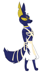 Size: 2468x3228 | Tagged: safe, artist:madtown97, imported from derpibooru, oc, oc:anubis, anthro, jackal, anubis, bandage, bite mark, clothes, egyptian, jewelry, loincloth, male, necklace, scar, simple background, skirt, solo, torn clothes, torn ear, transparent background