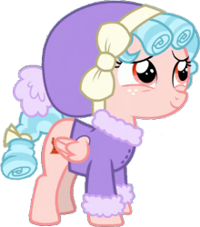 Size: 358x407 | Tagged: safe, artist:pascalmulokozi2, edit, edited screencap, imported from derpibooru, screencap, cozy glow, pegasus, pony, frenemies (episode), background removed, clothes, female, filly, foal, not a vector, simple background, solo, transparent background, winter outfit