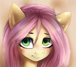 Size: 992x878 | Tagged: safe, imported from derpibooru, pony, ai content, ai generated, bust, generator:thisponydoesnotexist, not fluttershy, portrait, simple background, smiling, solo