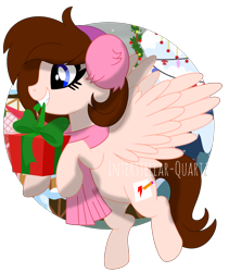 Size: 2578x3048 | Tagged: safe, artist:interstellar-quartz, imported from derpibooru, oc, oc only, oc:breanna, pegasus, pony, clothes, earmuffs, female, high res, mare, present, scarf, simple background, solo, transparent background