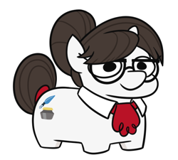 Size: 614x552 | Tagged: safe, artist:jargon scott, imported from derpibooru, raven, unicorn, commission, cute, cuteness overload, female, glasses, hair bun, mare, necktie, ravenbetes, secretary, simple background, squatpony, white background, ych result