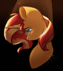 Size: 1280x1446 | Tagged: safe, artist:lavicho, imported from derpibooru, sunset shimmer, pony, unicorn, bust, crying, female, profile, solo