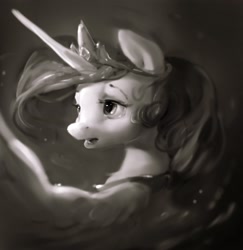 Size: 2436x2502 | Tagged: safe, artist:inkhooves, imported from derpibooru, princess celestia, alicorn, pony, female, grayscale, high res, mare, monochrome, solo