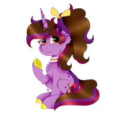 Size: 1000x1000 | Tagged: safe, artist:kathepart, imported from derpibooru, oc, oc only, oc:kathepaint, pony, unicorn, derpibooru community collaboration, 2023 community collab, brown eyes, chest fluff, collar, ear fluff, freckles, hair bun, simple background, sitting, solo, transparent background