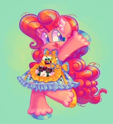 Size: 1411x1540 | Tagged: safe, artist:sidruni, imported from derpibooru, pinkie pie, semi-anthro, clothes, cute, daaaaaaaaaaaw, diapinkes, dress, solo, spongebob squarepants