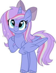 Size: 1384x1808 | Tagged: safe, artist:thatusualguy06, derpibooru exclusive, imported from derpibooru, oc, oc:starcollider, alicorn, pony, derpibooru community collaboration, .svg available, 2023 community collab, alicorn oc, base used, blushing, bow, cute, female, hair bow, horn, mare, palindrome get, simple background, solo, svg, transparent background, vector, wings