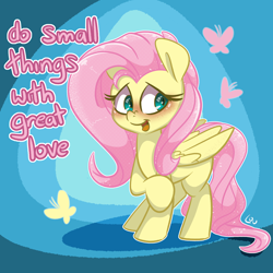 Size: 2200x2200 | Tagged: safe, artist:lou, imported from derpibooru, fluttershy, pegasus, pony, blushing, cute, dialogue, female, mother teresa, open mouth, open smile, redraw, shyabetes, smiling, solo