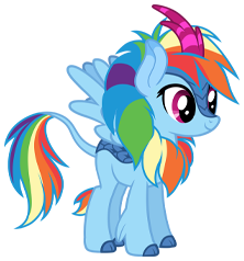 Size: 222x238 | Tagged: safe, imported from derpibooru, rainbow dash, kirin, winged kirin, cloven hooves, female, gameloft, kirin rainbow dash, kirin-ified, leonine tail, mare, my little pony: magic princess, simple background, solo, species swap, tail, transparent background