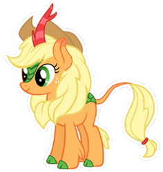 Size: 245x259 | Tagged: safe, imported from derpibooru, applejack, kirin, cloven hooves, female, gameloft, kirin applejack, kirin-ified, leonine tail, mare, my little pony: magic princess, simple background, solo, species swap, tail, transparent background