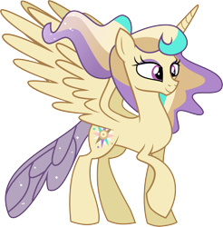 Size: 6610x6705 | Tagged: safe, artist:shootingstarsentry, imported from derpibooru, oc, oc:calpyso, changepony, hybrid, absurd resolution, female, interspecies offspring, offspring, parent:princess celestia, parent:thorax, parents:thoralestia, simple background, solo, transparent background