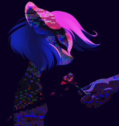 Size: 2309x2446 | Tagged: safe, artist:jumperkit, imported from derpibooru, oc, anthro, pony, error, flower, glitch, glitch art, hand