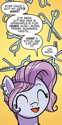 Size: 665x1326 | Tagged: safe, artist:kate sherron, idw, imported from derpibooru, pixie cut (g4), earth pony, pony, spoiler:comic, spoiler:comic74, dialogue, female, g4, mare, offscreen character, solo, speech bubble