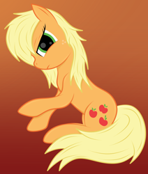 Size: 2736x3232 | Tagged: safe, artist:rugalack moonstar, imported from derpibooru, applejack, earth pony, pony, gradient background, hatless, missing accessory, solo