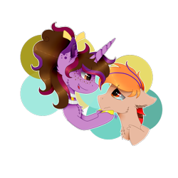 Size: 1000x1000 | Tagged: safe, artist:kathepart, imported from derpibooru, oc, oc only, oc:fededash, oc:kathepaint, pegasus, pony, unicorn, chest fluff, collar, consoling, couple, duo, ear fluff, floppy ears, freckles, hair bun, sad, simple background, teary eyes, transparent background