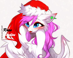 Size: 3488x2776 | Tagged: safe, artist:krissstudios, imported from derpibooru, oc, oc:mizhore, pegasus, pony, christmas, female, hat, high res, holiday, mare, santa hat, solo