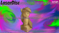 Size: 1920x1080 | Tagged: safe, artist:stray prey, imported from derpibooru, oc, oc only, oc:spring tide, pony, bust, laserdisc, solo, statue, vaporwave