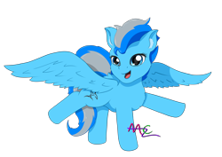 Size: 4960x3508 | Tagged: safe, artist:avacz, imported from derpibooru, oc, oc only, pegasus, cute, ear fluff, flying fish, happy, pegasus oc, simple background, smiling, solo, spread wings, transparent background, wings