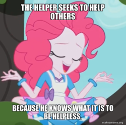 Size: 742x735 | Tagged: safe, edit, edited screencap, editor:lovetime17, imported from derpibooru, screencap, pinkie pie, human, eqg summertime shorts, equestria girls, the art of friendship, crossover, reference, solo, the wanders, wander over yonder, zen