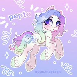 Size: 1781x1781 | Tagged: safe, artist:gooharvester, imported from derpibooru, oc, oc only, oc:pepto, pony, gradient background, mlem, silly, solo, tongue out
